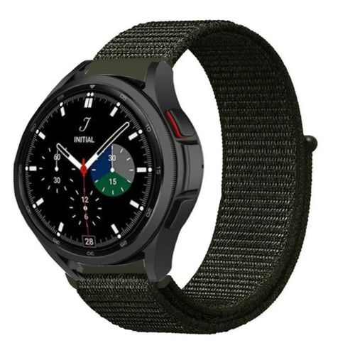 Nylon Strap, dark green, on a watch, 3/4 front view