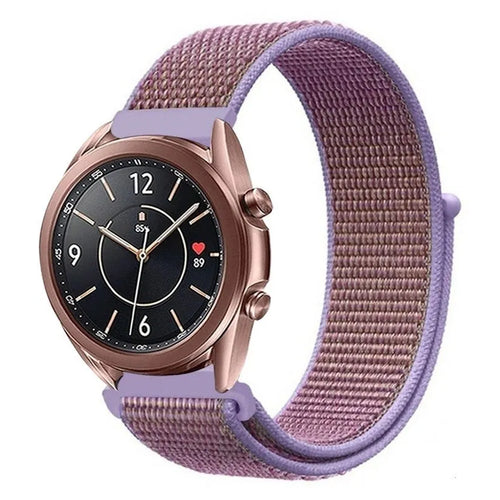 Nylon Strap, purple, on a watch, 3/4 front view