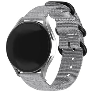 Nylon Buckle Strap, grey, on a watch, 3/4 front view