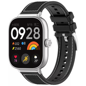 Nylon Hybrid Strap, black, on a watch, 3/4 front view