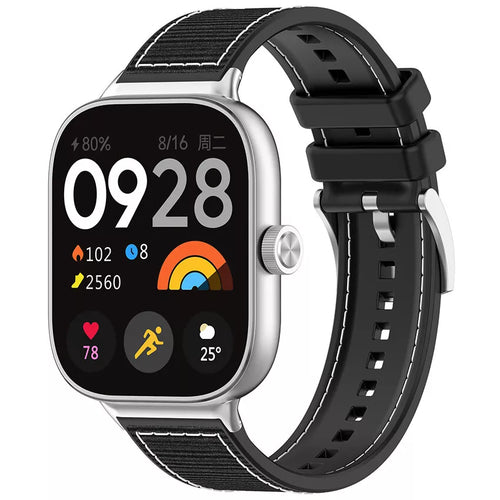 Nylon Hybrid Strap, black, on a watch, 3/4 front view