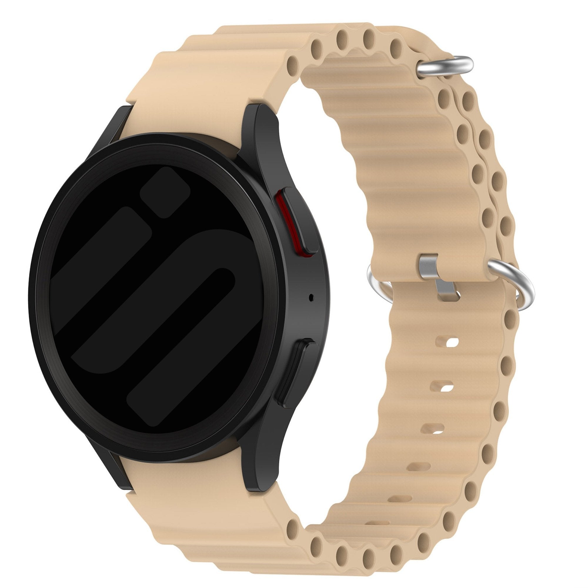 Silicone Ocean Strap, starlight, on a watch, 3/4 front view