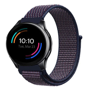 Nylon Strap, indigo, on a watch, 3/4 front view
