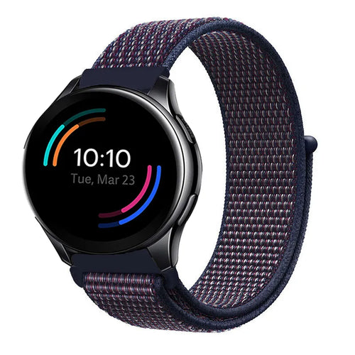 Nylon Strap, indigo, on a watch, 3/4 front view