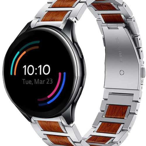 oneplus-watch-stalen-houten-band-zilver