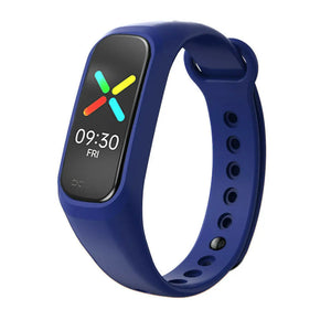 Silicone Strap, dark blue, on a watch, 3/4 front view