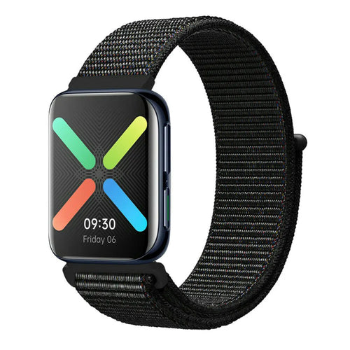 Nylon Strap, black, on a watch, 3/4 front view