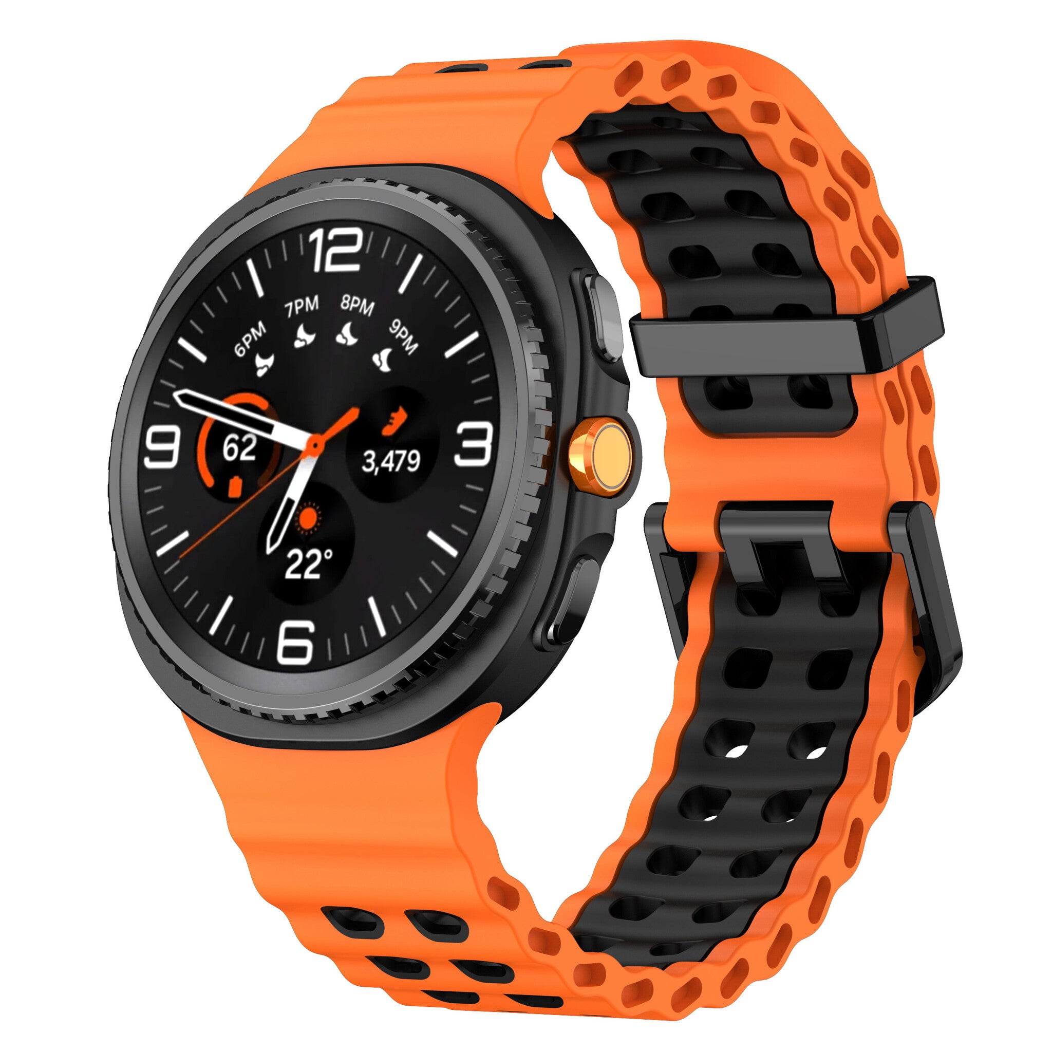 Samsung Galaxy Watch 9 - 44mm Ocean Armband (Orange/Schwarz)