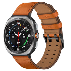 Samsung Galaxy Watch Ultra Double Pin Leather Strap (Orange)