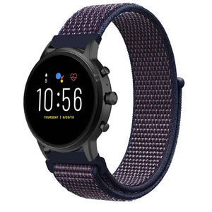 Nylon Strap, indigo, on a watch, 3/4 front view