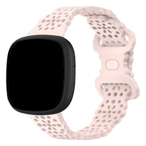 Patterned Silicone Strap, light pink, on a watch, 3/4 front view