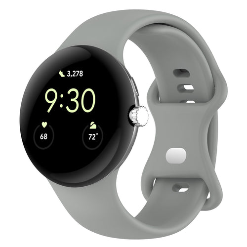 Silicone Classic Strap, grey, on a watch, 3/4 front view