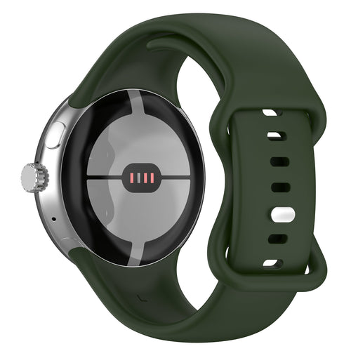 Silicone Classic Strap, green, on a watch, 3/4 front view