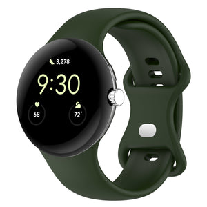 Silicone Classic Strap, green, on a watch, 3/4 front view