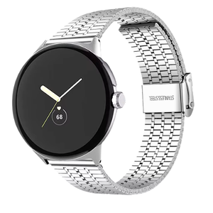 Fine Steel Strap, silver, on a watch, 3/4 front view