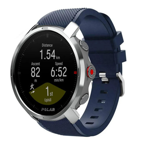 Twill Silicone Strap, dark blue, on a watch, 3/4 front view