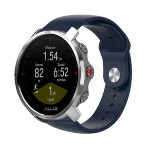 Silicone Sport Strap, dark blue, on a watch, 3/4 front view