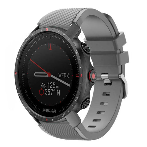 Twill Silicone Strap, grey, on a watch, 3/4 front view