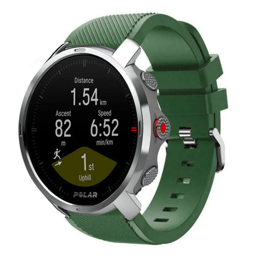 Twill Silicone Strap, army green, on a watch, 3/4 front view