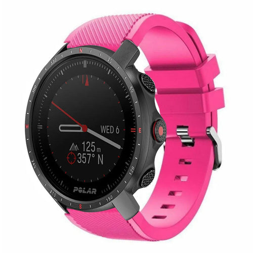 Twill Silicone Strap, bright pink, on a watch, 3/4 front view