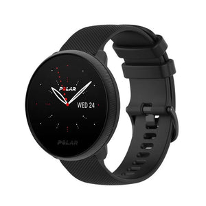Premium Silicone Strap, black, on a watch, 3/4 front view