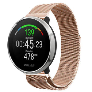 Milanese Strap, rose gold, on a watch, 3/4 front view