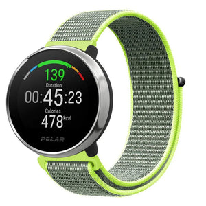Nylon Strap, fluorescent, on a watch, 3/4 front view