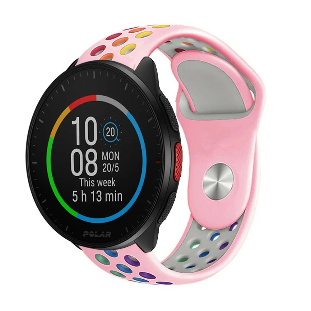 Silicone Sport Strap, on a watch, 3/4 front view