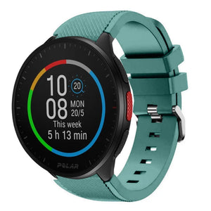Twill Silicone Strap, viridian, on a watch, 3/4 front view