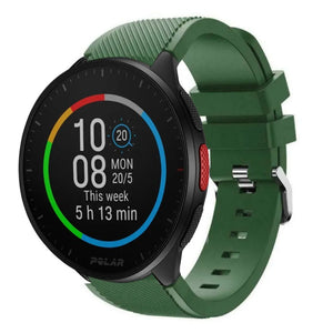 Twill Silicone Strap, army green, on a watch, 3/4 front view