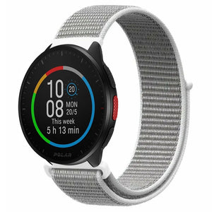 Nylon Strap, grey, on a watch, 3/4 front view