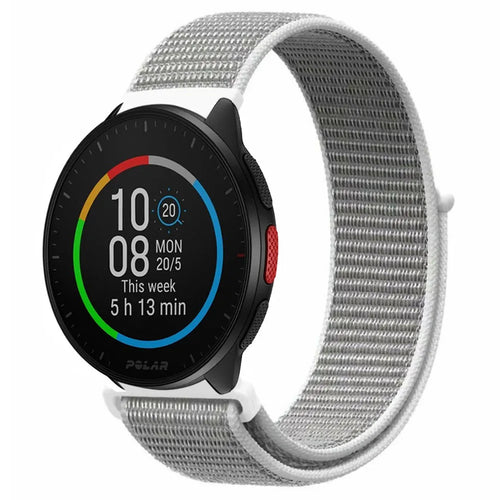 Nylon Strap, grey, on a watch, 3/4 front view