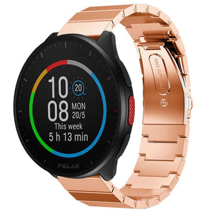 Premium Metal Strap, rose gold, on a watch, 3/4 front view