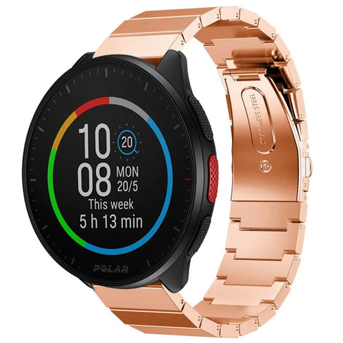 Premium Metal Strap, rose gold, on a watch, 3/4 front view