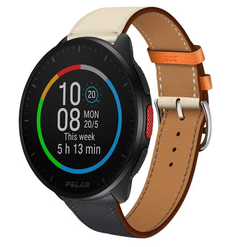 Leather Strap 'Duo', on a watch, 3/4 front view