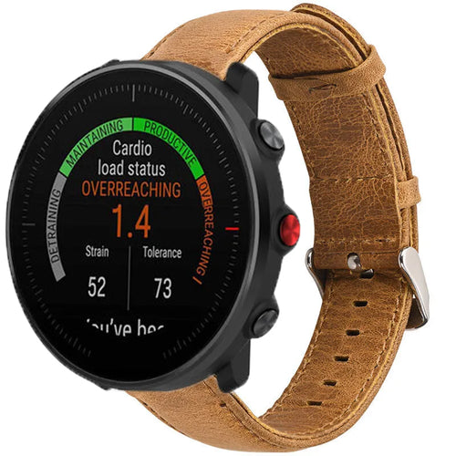 Leather Strap, brown, on a watch, 3/4 front view