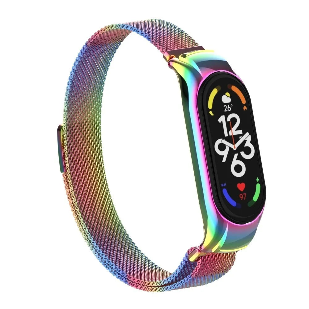 Milanese Strap, on a watch, 3/4 front view