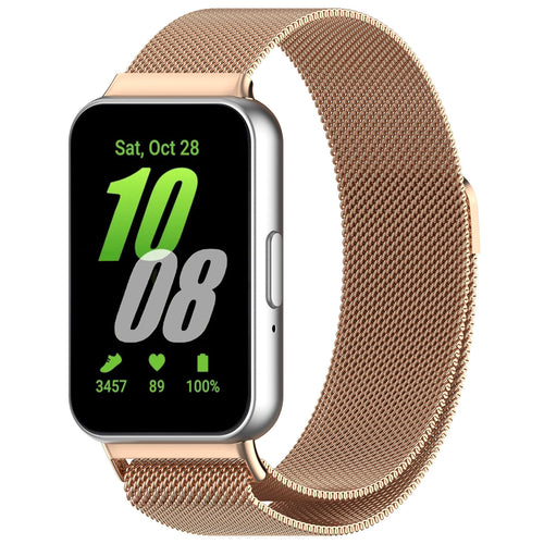 Milanese Strap, rose gold, on a watch, 3/4 front view