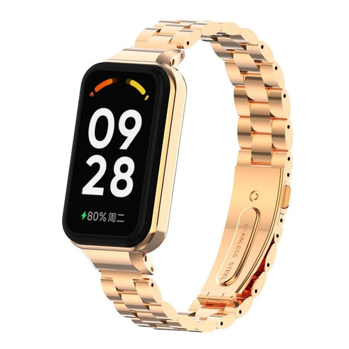 Steel Strap, rose gold, on a watch, 3/4 front view