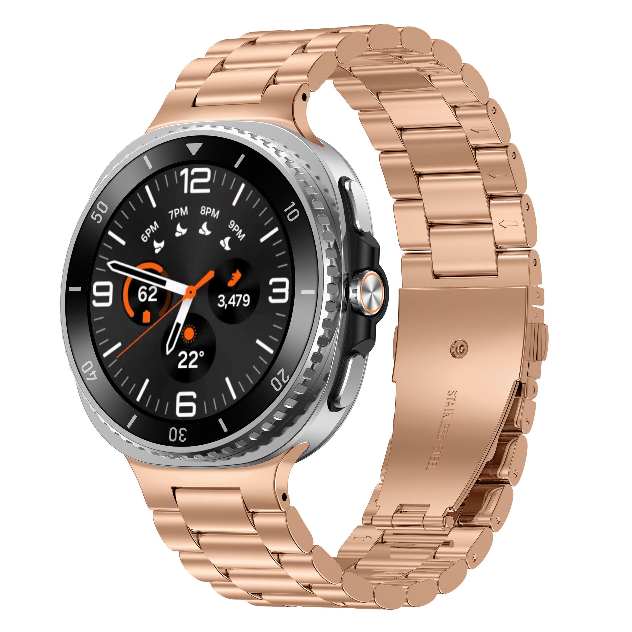 Samsung Galaxy Watch 8 Classic Stahlarmband (Roségold)