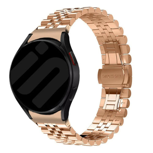 Jubilee Steel Strap, rose gold, on a watch, 3/4 front view