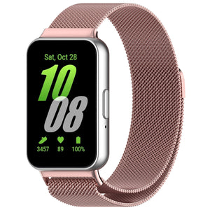 Milanese Strap, pink, on a watch, 3/4 front view