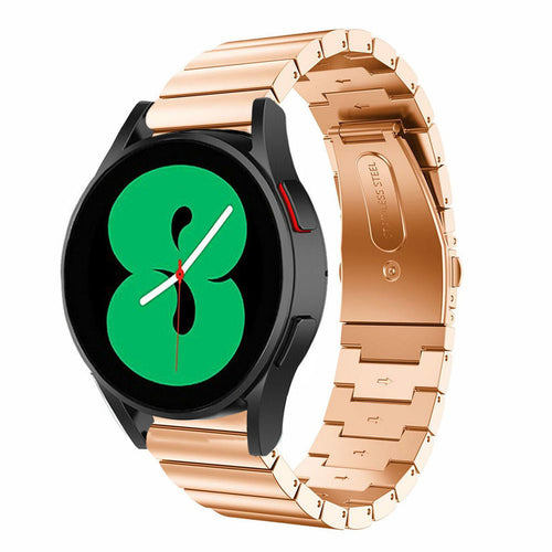 Premium Metal Strap, rose gold, on a watch, 3/4 front view