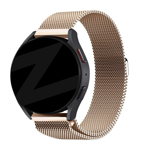 Milanese Loop Strap, rose gold, on a watch, 3/4 front view