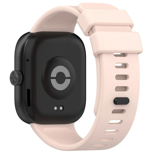 Silicone Strap, pink, on a watch, 3/4 front view