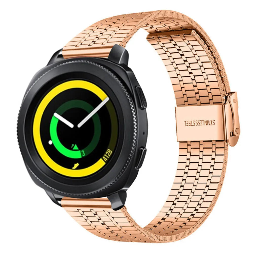 Fine Steel Strap, rose gold, on a watch, 3/4 front view