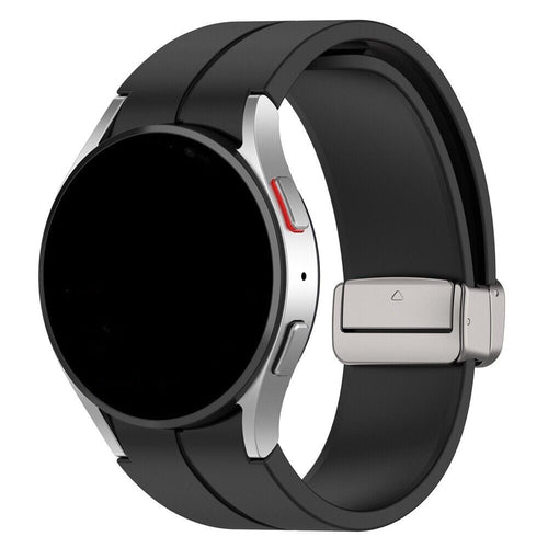 Silicone Magnetic Sport Strap, black, on a watch, 3/4 front view