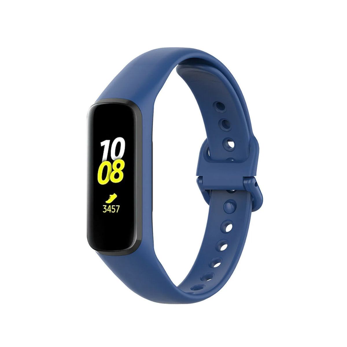 Silicone Strap, dark blue, on a watch, 3/4 front view