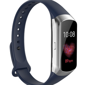Silicone Strap, dark blue, on a watch, 3/4 front view