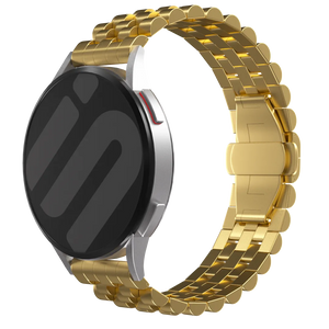 Jubilee Steel Strap, gold, on a watch, 3/4 front view